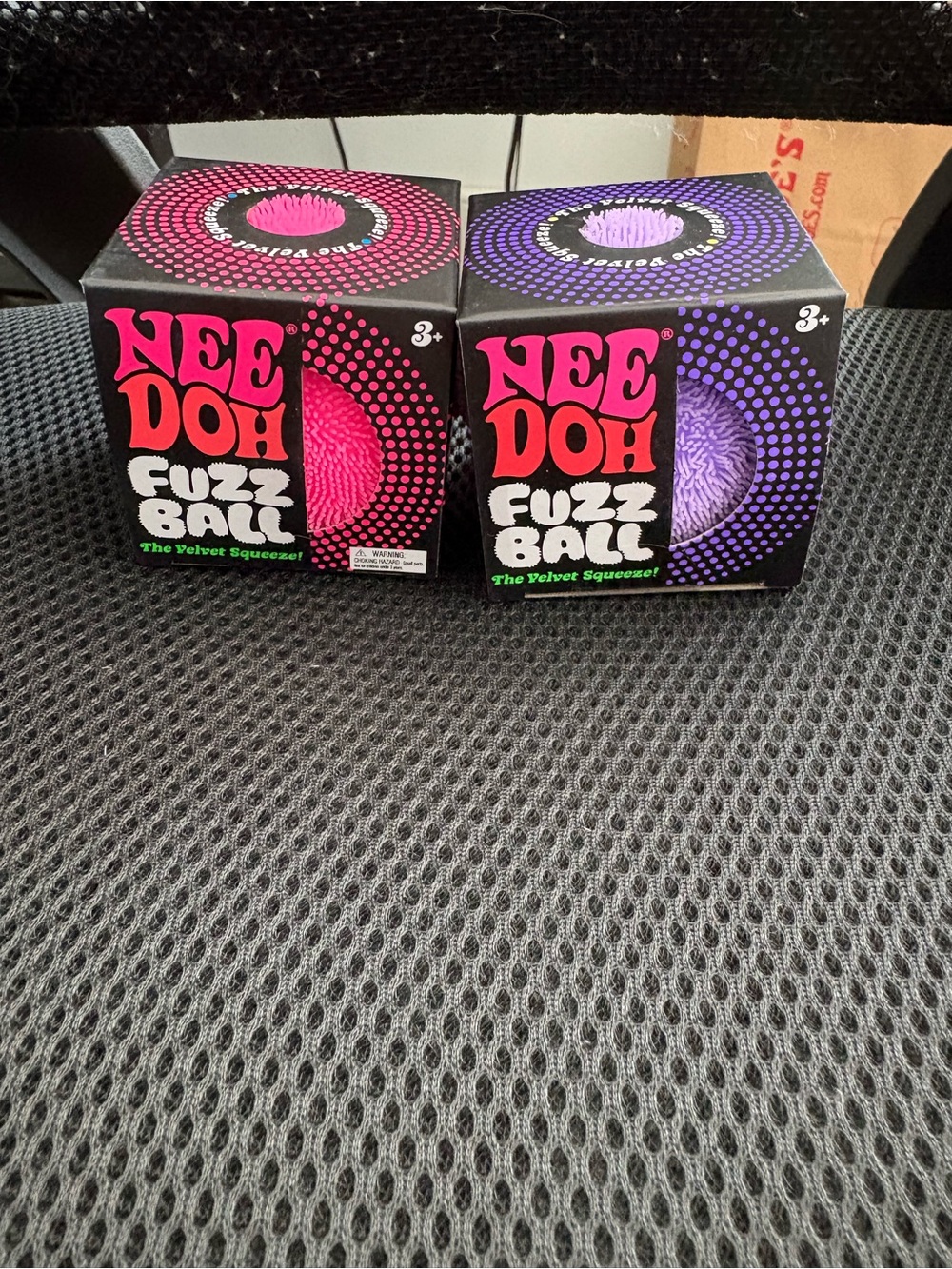 NEE DOH Fuzz Ball The Velvet Squeeze Toy (pink & purple) New